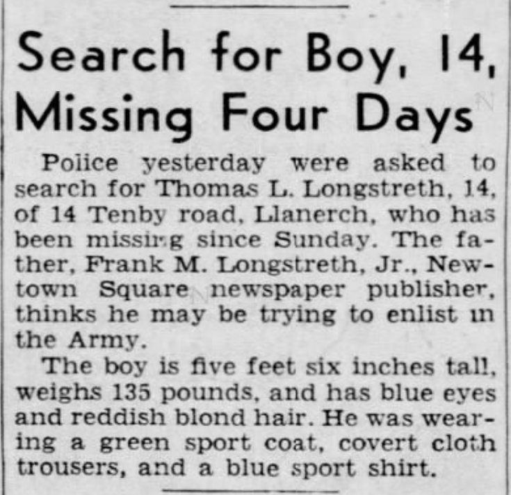 Thomas Longstreth Missing